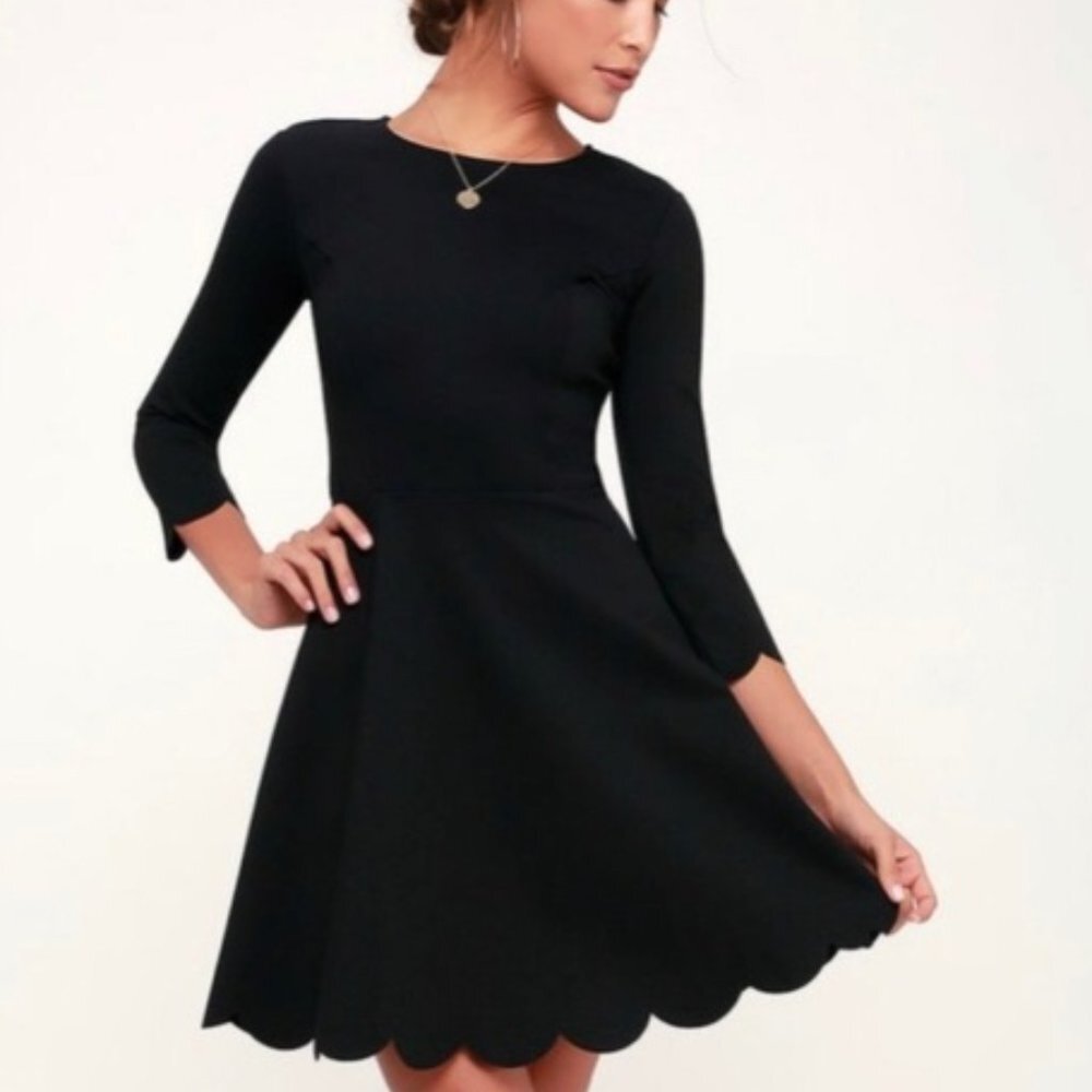 Lulus Cumulonimbus Scallop Hem Skater Dress Size Medium